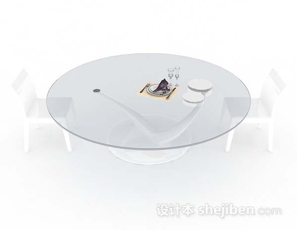 设计本白色简约餐桌椅3d模型下载