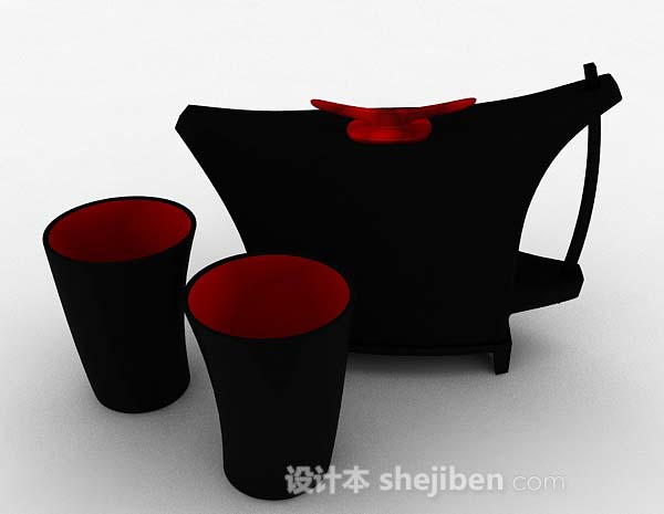 现代风格黑色简约杯具3d模型下载