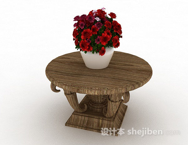 棕色木质摆设桌3d模型下载