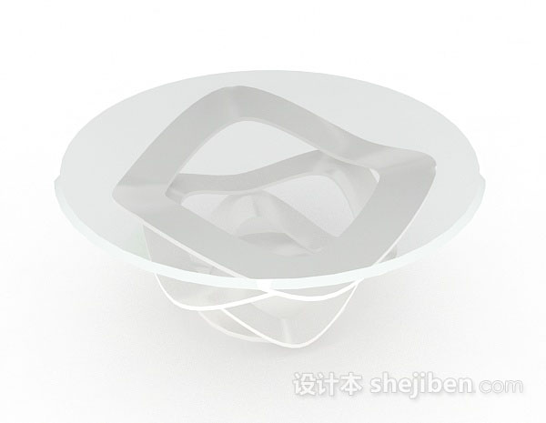 现代风格白色圆形餐桌3d模型下载