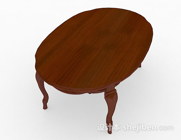 设计本棕色椭圆形餐桌3d模型下载