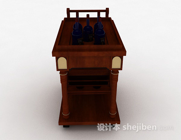 现代风格木质移动餐桌3d模型下载