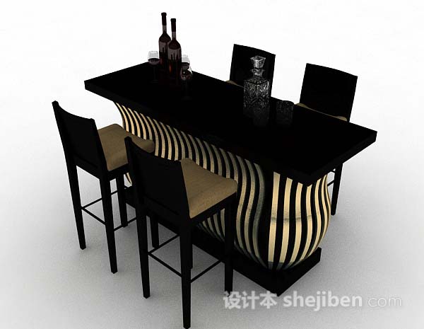 现代个性餐桌椅3d模型下载