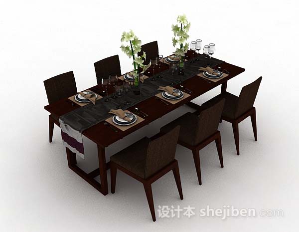 木质棕色餐桌椅