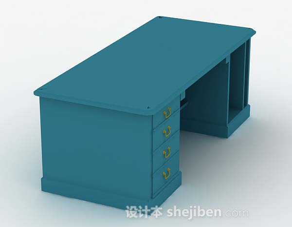 设计本蓝色书桌3d模型下载