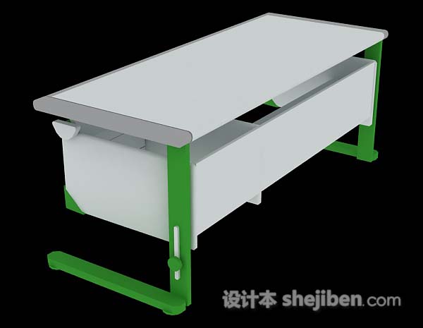设计本绿色简单办公桌3d模型下载