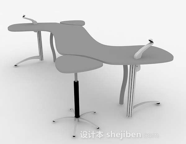 灰色个性办公桌3d模型下载