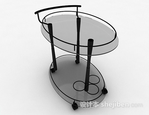 设计本椭圆形玻璃移动餐桌3d模型下载
