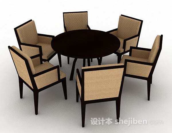 现代风格简单木质餐桌椅3d模型下载
