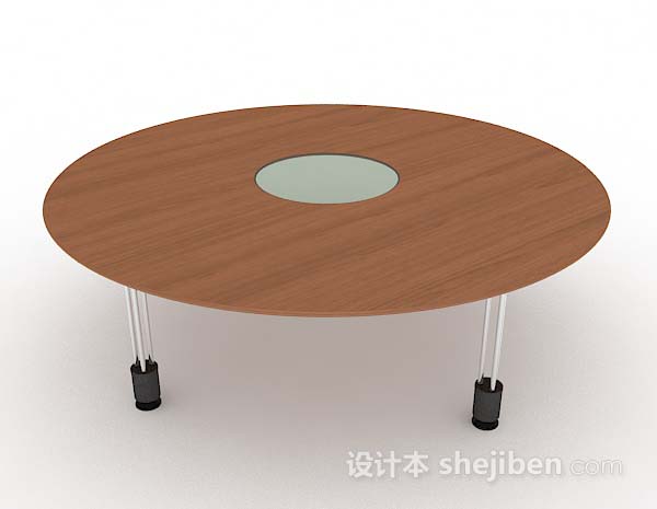 现代风格浅棕色木质圆会议桌3d模型下载