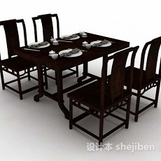 中式满足餐桌椅3d模型下载