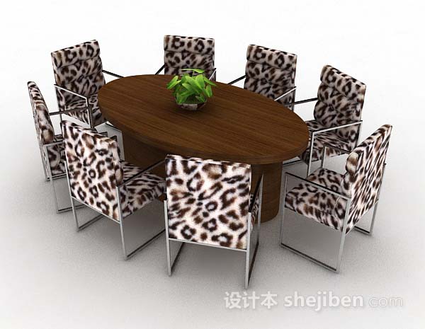免费豹纹餐桌椅3d模型下载