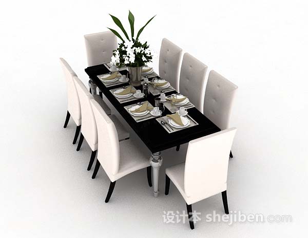 免费简单家居餐桌椅3d模型下载