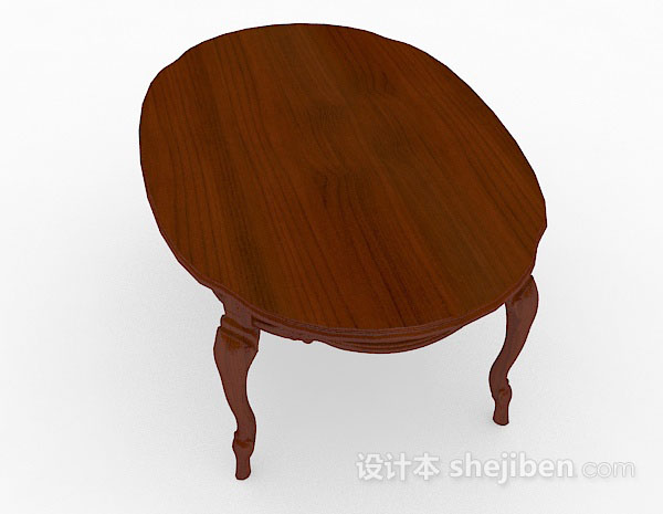 免费棕色椭圆形餐桌3d模型下载