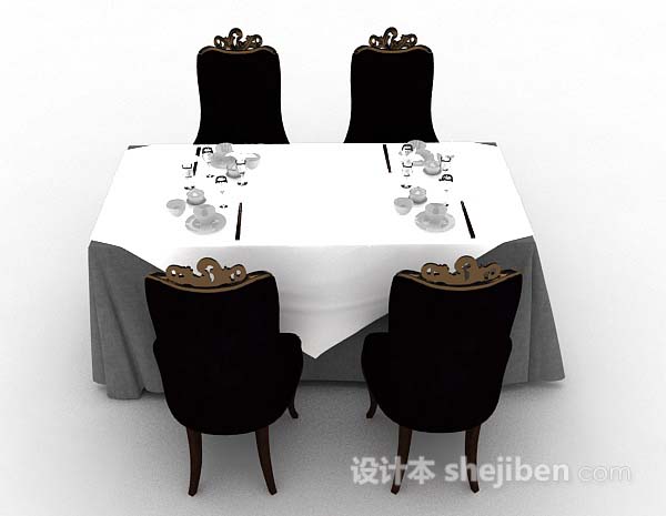 现代风格餐厅餐桌椅3d模型下载