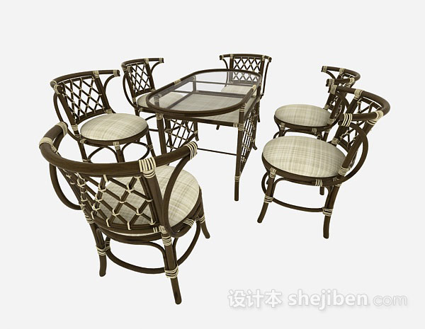 设计本东南亚餐桌椅3d模型下载