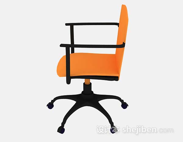 设计本橙色办公椅3d模型下载
