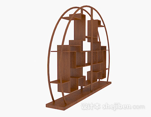 免费中式木质展示柜3d模型下载