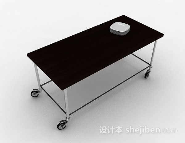 棕色移动餐桌3d模型下载