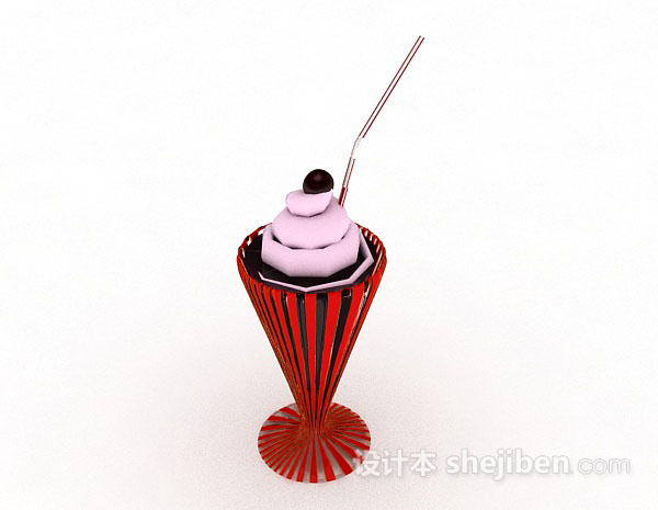 现代风格粉色雪糕杯3d模型下载