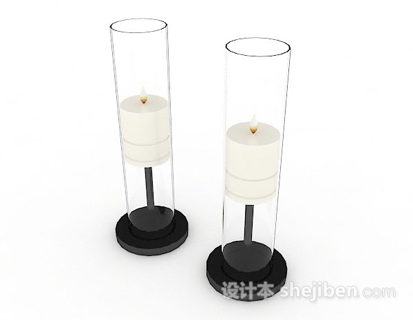 现代风格白色蜡烛摆设3d模型下载