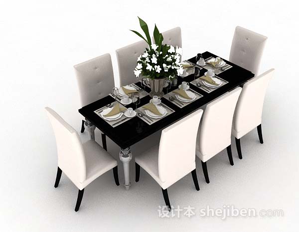 简单家居餐桌椅3d模型下载