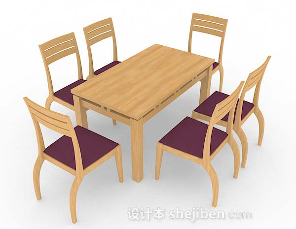 黄色简约木质餐桌椅