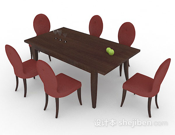 现代风格家居简单餐桌椅组合3d模型下载