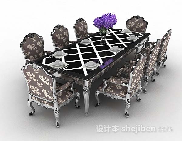 欧式花纹餐桌椅