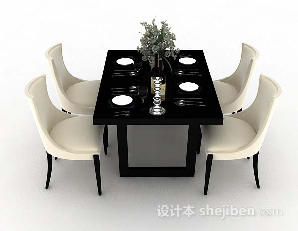现代风格现代家居餐桌椅3d模型下载