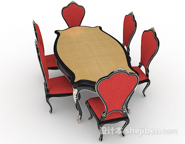 设计本欧式餐桌椅3d模型下载