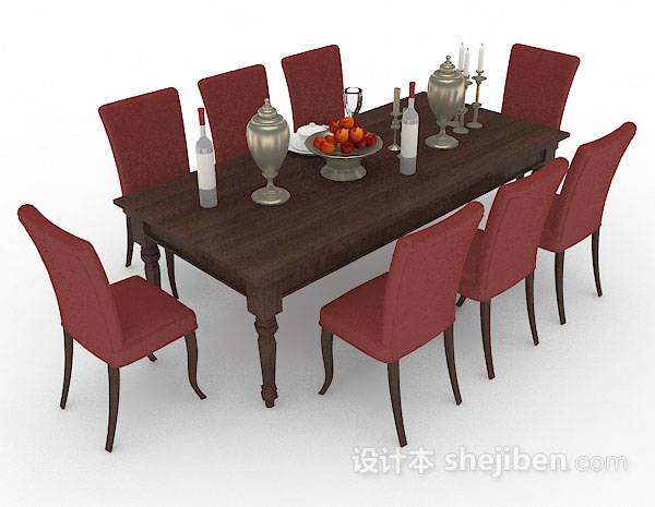 设计本家居简约餐桌椅组合3d模型下载