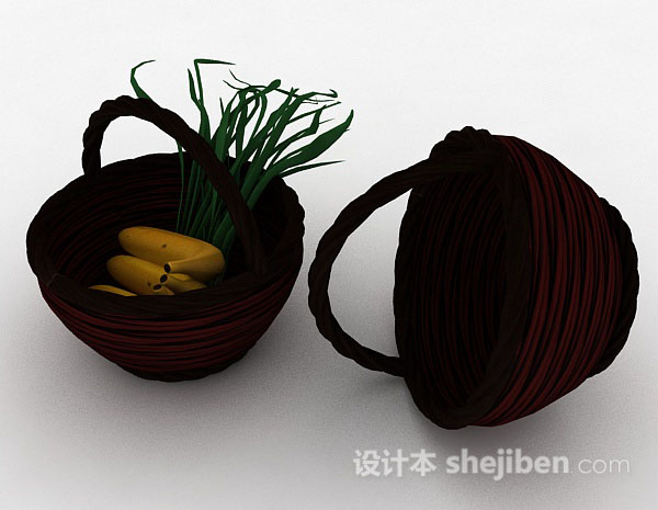 设计本棕色木篮子3d模型下载
