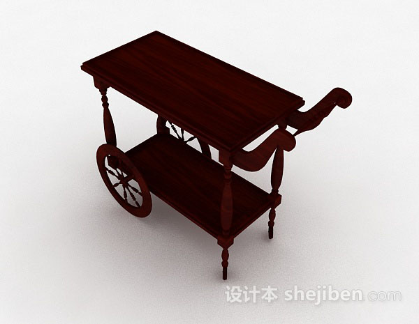 现代风格木质移动小餐桌3d模型下载