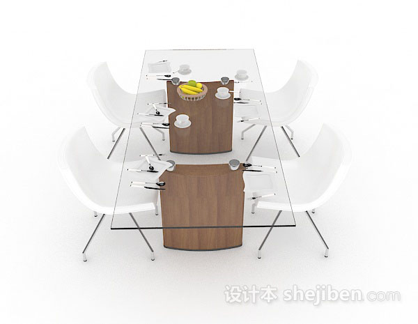 设计本现代简约桌椅组合3d模型下载