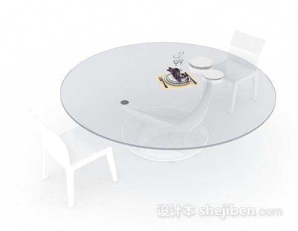 免费白色简约餐桌椅3d模型下载