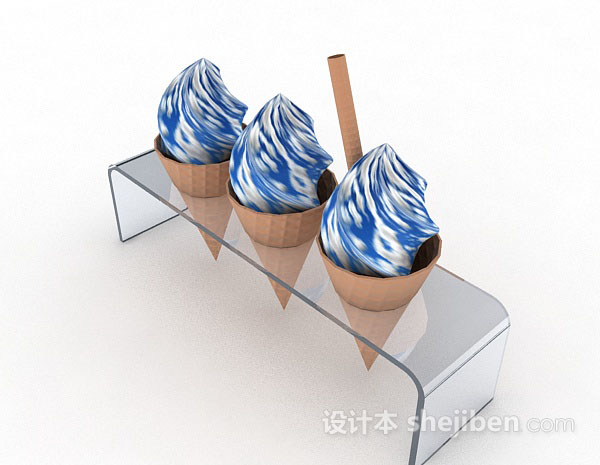 现代风格蓝白色雪糕筒3d模型下载