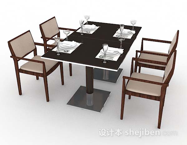 设计本简约餐桌椅3d模型下载