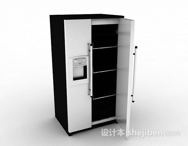 黑色双门电冰箱3d模型下载