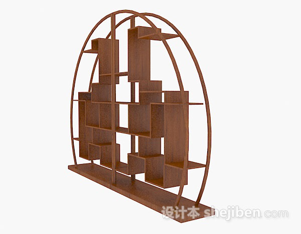 设计本中式木质展示柜3d模型下载