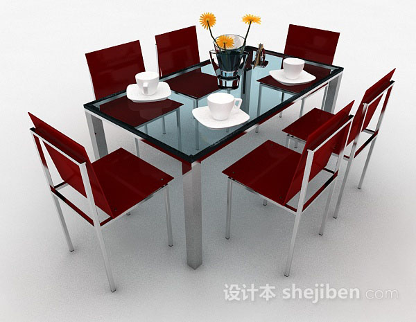 现代风格简约家居餐桌椅3d模型下载