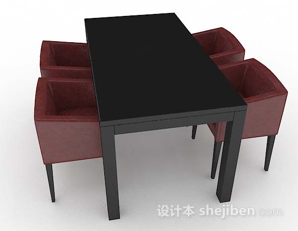 免费简约木质餐桌椅3d模型下载