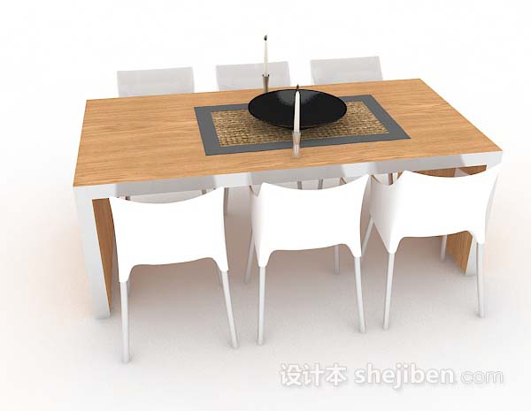 免费简约餐桌椅3d模型下载