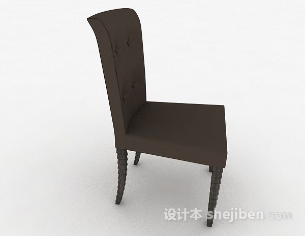 免费深棕色简约家居椅3d模型下载