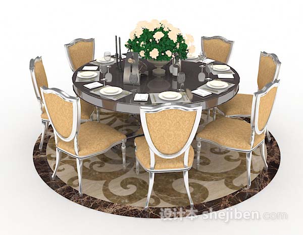 免费欧式餐桌椅3d模型下载