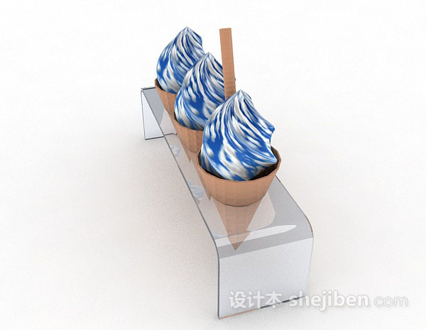 免费蓝白色雪糕筒3d模型下载