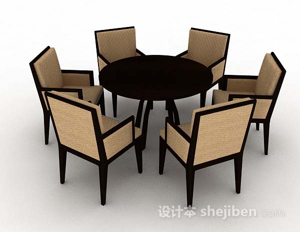 设计本简单木质餐桌椅3d模型下载