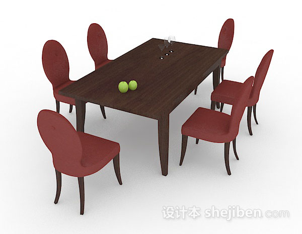 设计本家居简单餐桌椅组合3d模型下载