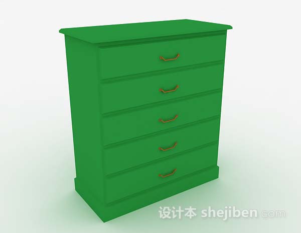 绿色木质厅柜3d模型下载