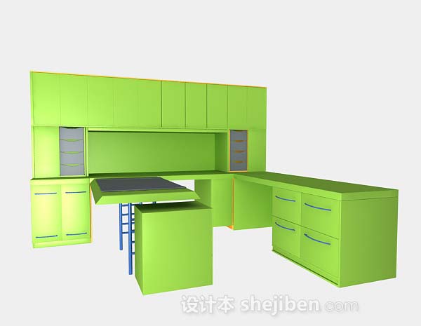 免费绿色衣柜3d模型下载